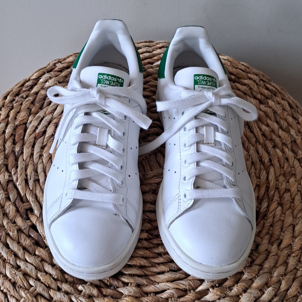 Adidas Unisex Original Stan Smith Athleisure White/Green Leather Sneaker M6/W7.5 - Picture 4 of 10